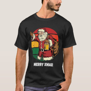 Merry Xmas Santa Claus Retro Vintage Sunset Happy  T-Shirt