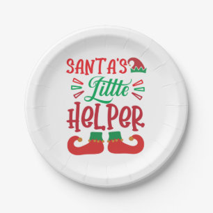 Merry Xmas Santa Little Helper Paper Plate