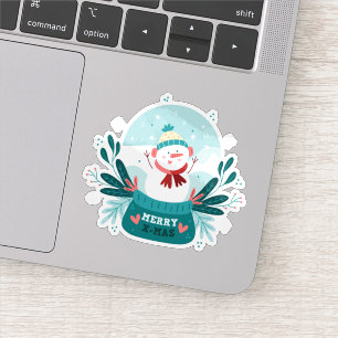 Merry xmas snow globe sticker 