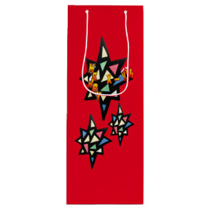 Merry Xmas Stars Cust. Wine Bag