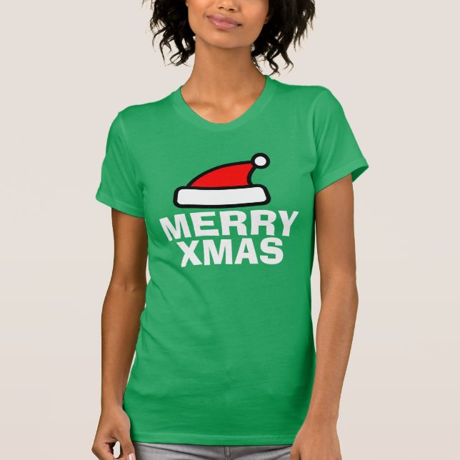 Merry Xmas t shirts with Santa Claus hat (Front)