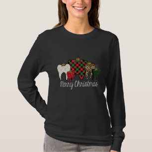 Merry Xmas Teeth Ornament Teeth Dental Leopard T-Shirt