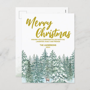 Merry xmas trees forest Moose script Holiday