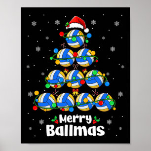 Merry Xmas Volleyball Christmas Tree Player Lover Poster
