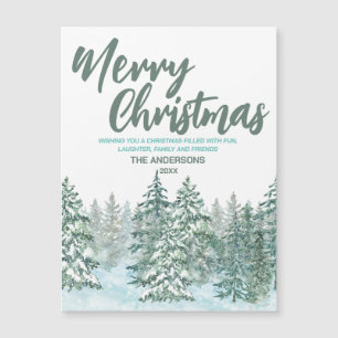Merry xmas Watercolor forest Modern green greeting