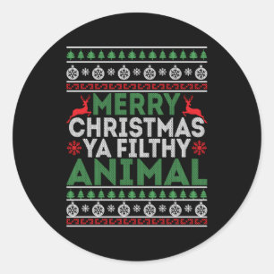 Merry Ya-Filthy Animal Pajama Classic Round Sticker