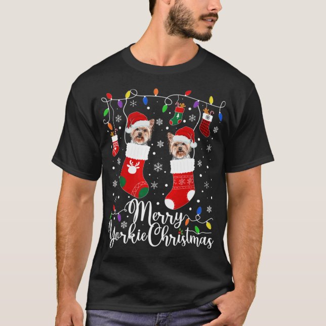 Merry Yorkie Christmas Yorkshire Terrier Xmas Part T-Shirt (Front)