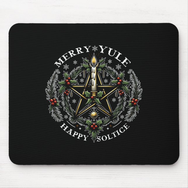 Merry Yule &amp; Happy Solstice  Mouse Pad (Front)