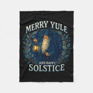 Merry Yule And Happy Solstice Mystic Winter Quote  Fleece Blanket