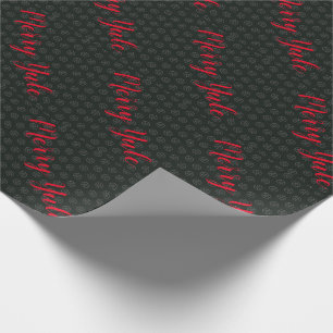Merry Yule Black Wrapping Paper