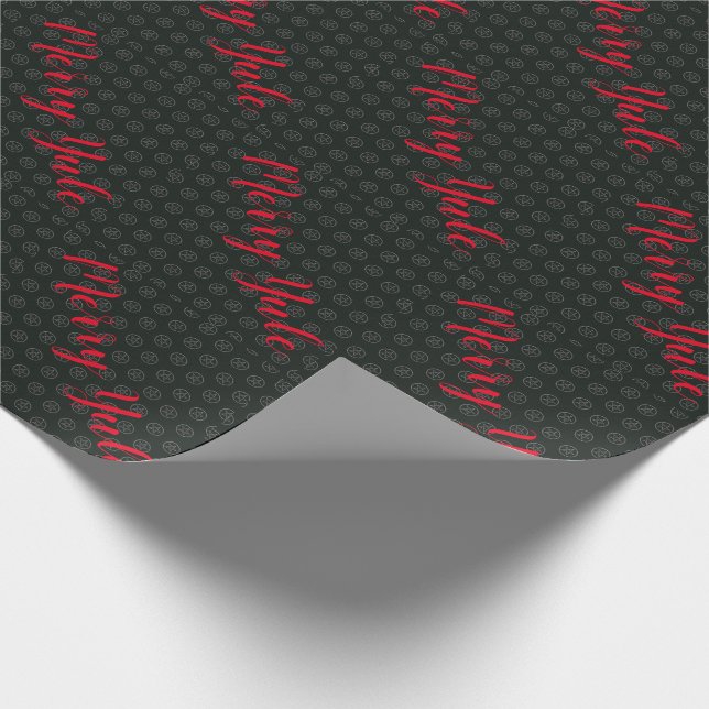Merry Yule Black Wrapping Paper (Corner)