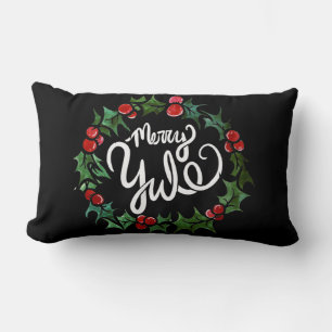 Merry Yule Pagan Holidays Wiccan Blessed Yule Lumbar Cushion