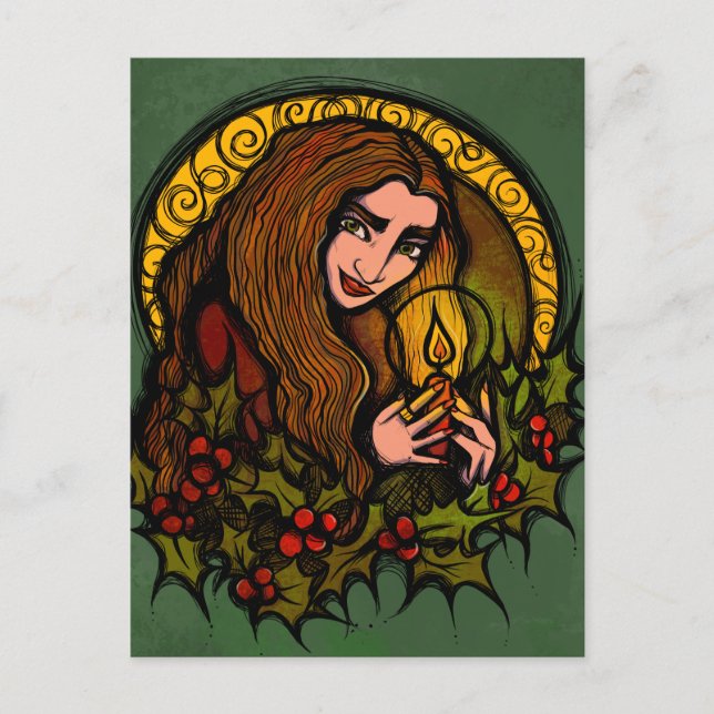 Merry Yule Witch Postcard (Front)