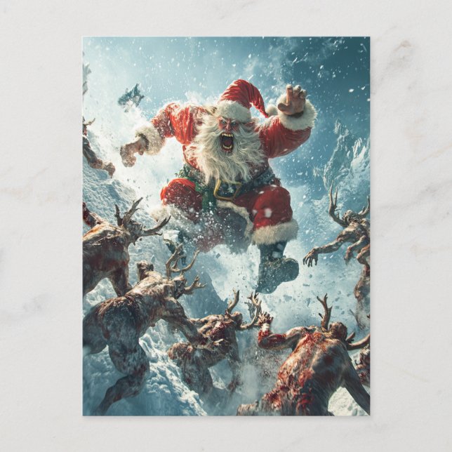 Merry Zombie Christmas Postcard (Front)