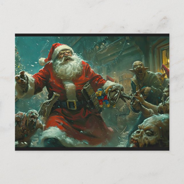 Merry Zombie Christmas Postcard (Front)