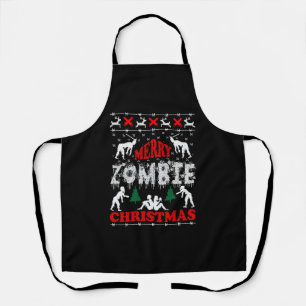 Merry Zombie Christmas Ugly Sweater Apron