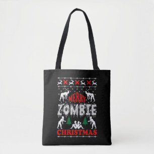 Merry Zombie Christmas Ugly Sweater Tote Bag