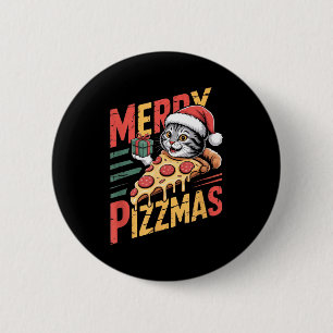 Merry Zzmas Christmas Cat Funny Zza Lover Xmas Cat 6 Cm Round Badge