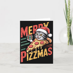 Merry Zzmas Christmas Cat Funny Zza Lover Xmas Cat Card
