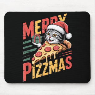 Merry Zzmas Christmas Cat Funny Zza Lover Xmas Cat Mouse Pad