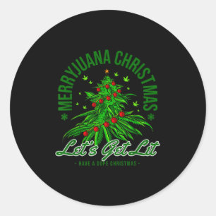 Merryjuana Christmas Christmas Weed T Roll  Classic Round Sticker