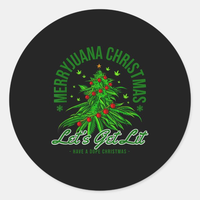 Merryjuana Christmas Christmas Weed T Roll  Classic Round Sticker (Front)