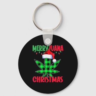 Merryjuana Weed Leaf Funny Christmas Pajama X-mas  Key Ring