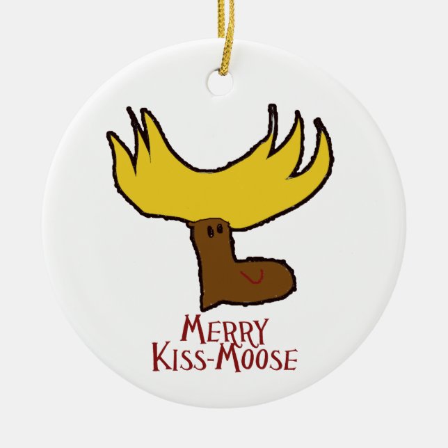 MerryKissMoose Ceramic Tree Decoration (Front)