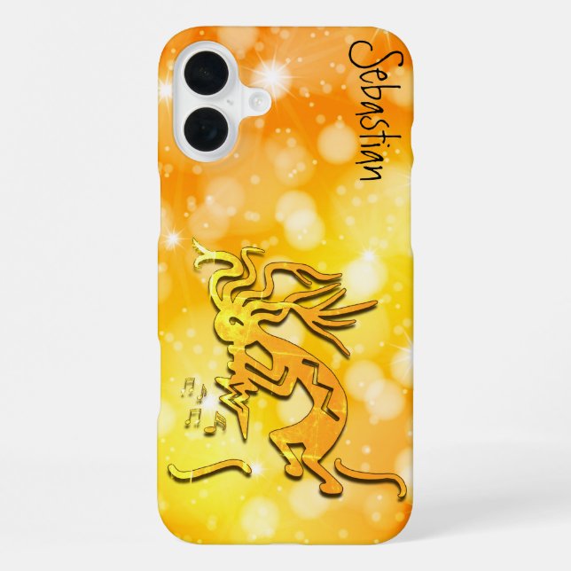 Merrymaker Kokopelli Musical Notes Custom Name iPhone Case (Back)