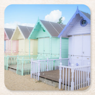 Mersea Island Beach Huts Square Paper Coaster