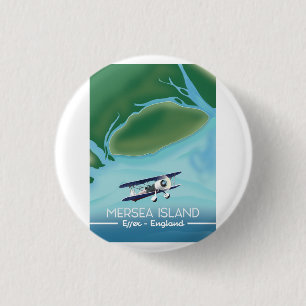 Mersia Island, Essex Vintage style travel poster 3 Cm Round Badge