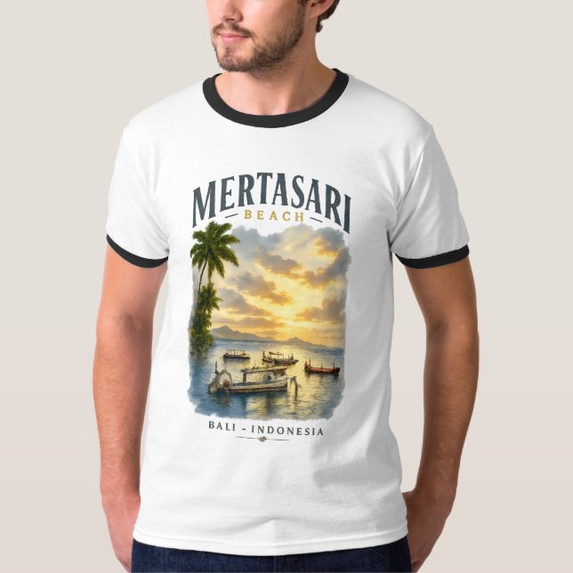 Mertasari Beach Bali Basic Ringer T-Shirt (Front)