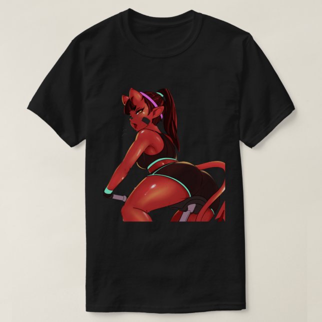 Meru The Succubus  Meru The Demon Girl Black Borde T-Shirt (Design Front)
