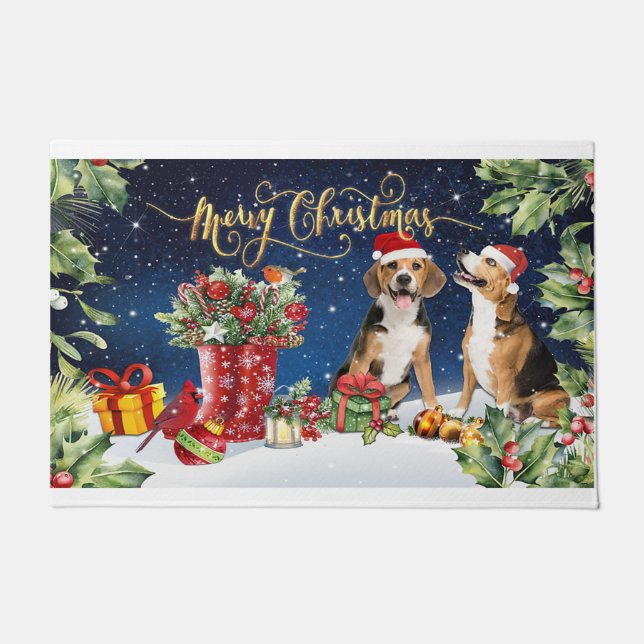 Mery Christmas Dog, Dog Lover, Dog Gift New Year Doormat (Front)