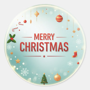 Mery Christmas with Christmas elements Classic Round Sticker