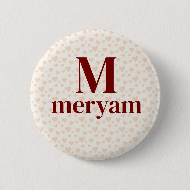 Meryam Monogram with Hearts Background badge (Front)