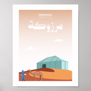 Merzouga City Morocco Illustration Poster
