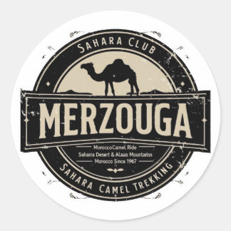 Merzouga Sahara Camel Ride Vintage Badge | Retro M Classic Round Sticker