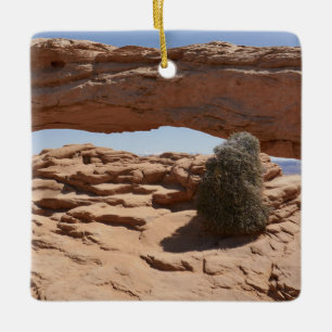 Mesa Arch and Tumbleweed Ceramic Ornament