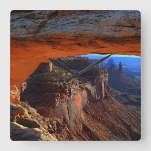 Mesa Arch at Sunrise, Utah Square Wall Clock