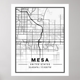 Mesa Arizona USA Travel City Map Poster