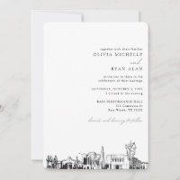 Mesa Arizona Wedding Skyline Sketch Invitation