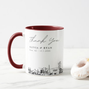 Mesa Skyline Sketch Simple Custom Wedding Mug