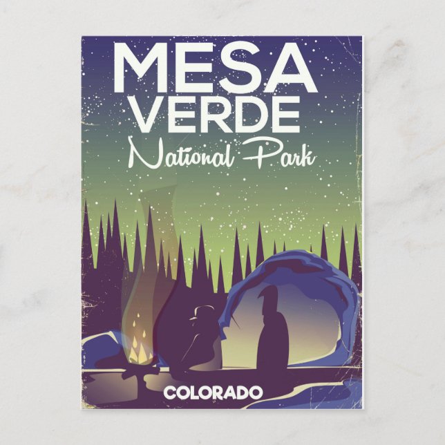 Mesa Verde National Park Camping travel poster Postcard (Front)