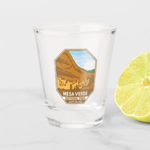 Mesa Verde National Park Cliff Palace Retro Emblem Shot Glass