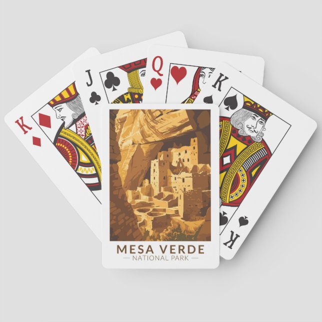 Mesa Verde National Park Cliff Palace Travel Art Playing Cards (Back)