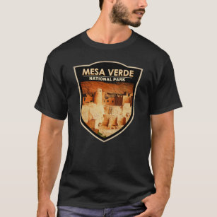 Mesa Verde National Park Colorado Watercolor Badge T-Shirt