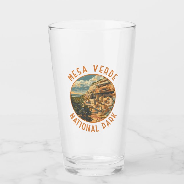 Mesa Verde National Park Retro Distressed Circle Glass (Front)