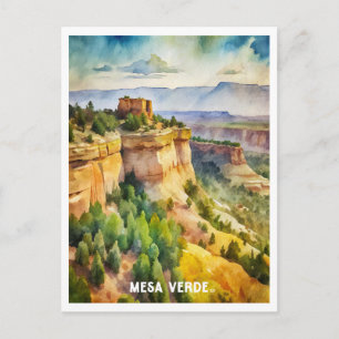 Mesa Verde National Park Watercolor Painting Postcard
