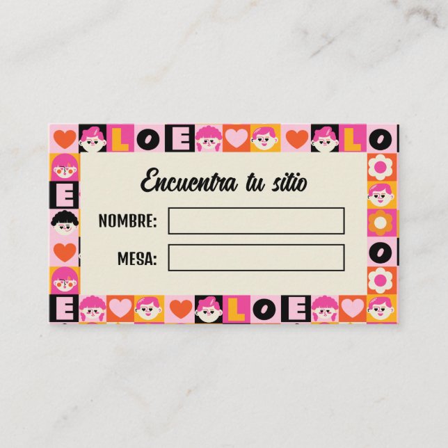 Meseros Seating Plan Boda Original Fun Place Card (Front)